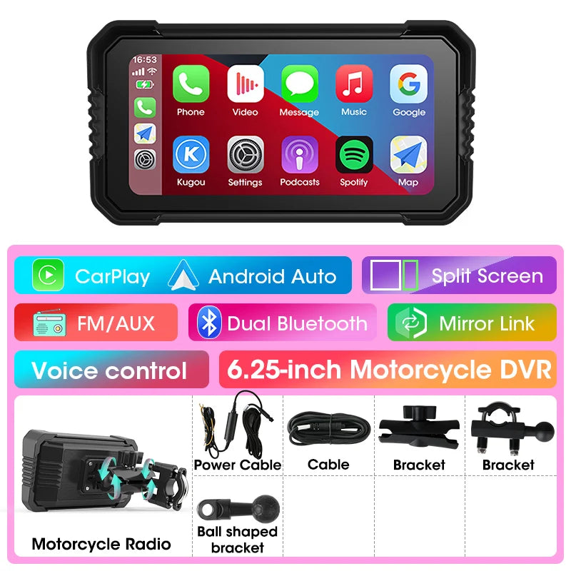 Motorcycle DVR 4K+1080P Dash cam 6.25" - Gibgas