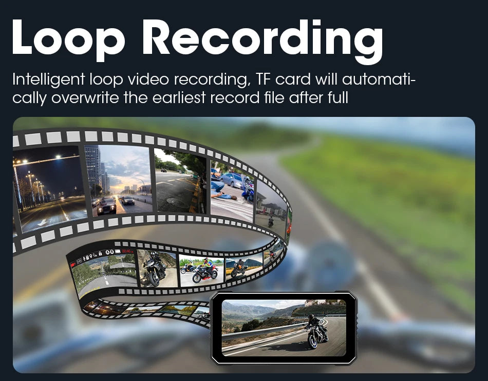 Motorcycle DVR 4K+1080P Dash cam 6.25" - Gibgas