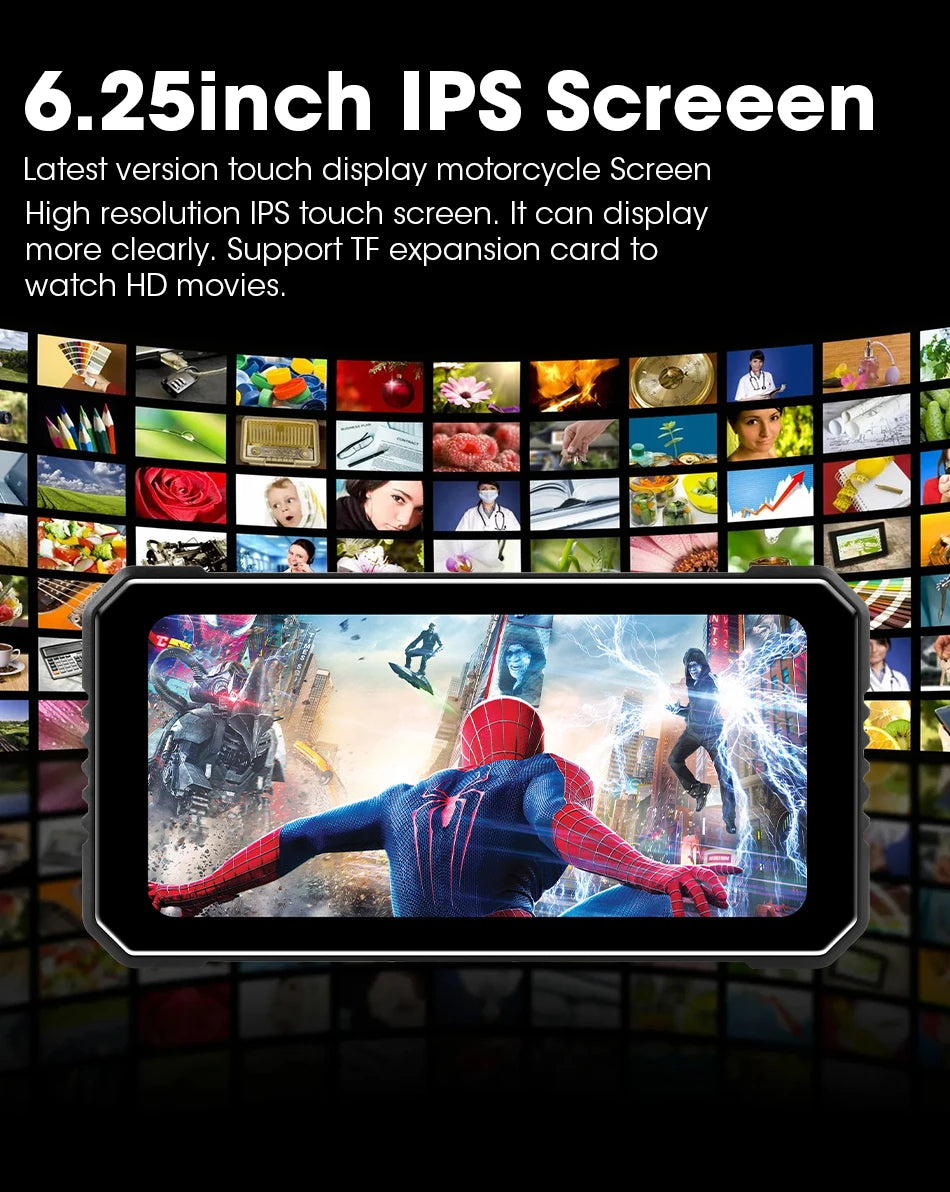 Motorcycle DVR 4K+1080P Dash cam 6.25" - Gibgas