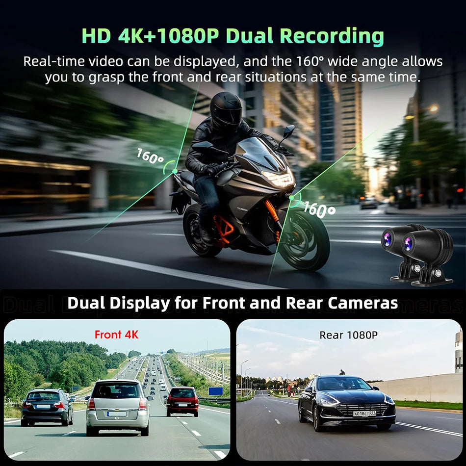 Motorcycle DVR 4K+1080P Dash cam 6.25" - Gibgas