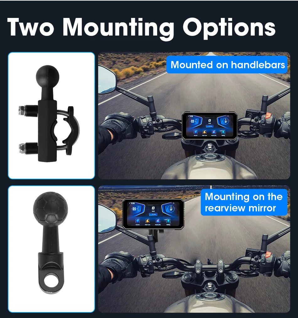 Motorcycle DVR 4K+1080P Dash cam 6.25