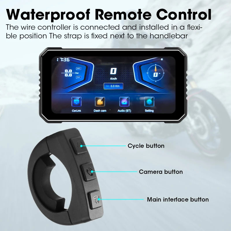 Motorcycle DVR 4K+1080P Dash cam 6.25" - Gibgas